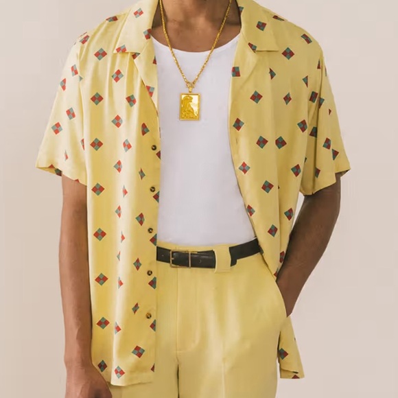 Bogey Boys The Rectangle Button Up Shirt Yellow Men’s size M NWT - Picture 1 of 13
